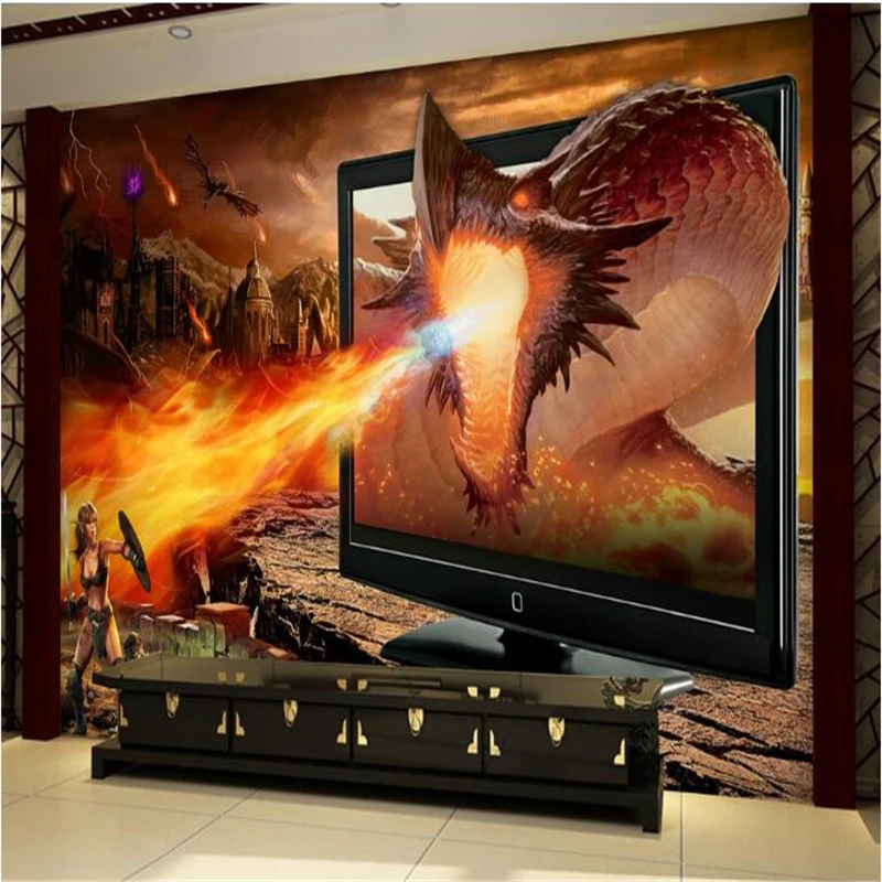 

beibehang Magic war between man dragon papel de parede 3D photo wallpaper for walls 3 living room mural wall paper papier peint