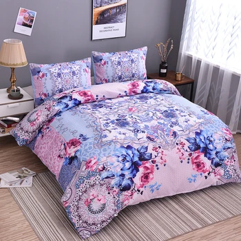 

ZEIMON US/EU Size Bedding Set 2/3Pcs Luxury Colorful Flowers Duvet Cover Set Plant Bedclothes Comforter Duvet Sets Pillowcase