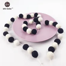 Давайте сделаем войлочный шарик шерсть черный матч белый 30 шт. 20 мм DIY ремесло цепочка для прорезывания зубов подарок для мамы Подвесные Игрушки для малышей