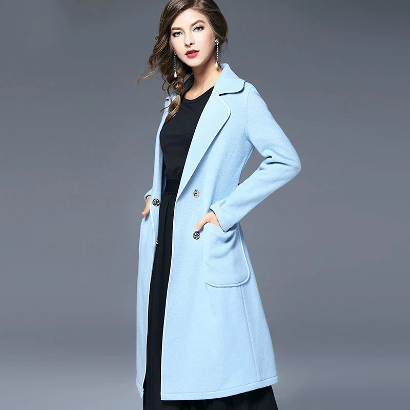 2017 Autumn And Winter Coat Women New Europe Double-sided Wool Coat Plus Size Solid Color Sided Cashmere Long Jacket Overcoat