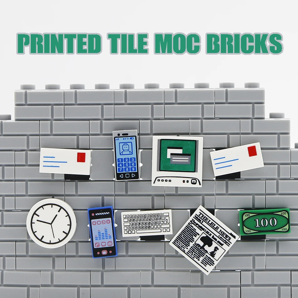 City Parts MOC Building Blocks font b Phone b font Newspaper Computer Clock DIY Scene House