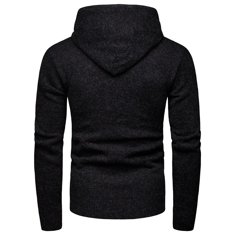 Мужской свитер модный тренд мужской однотонный пуловер с капюшоном трикотажный свитер с капюшоном пальто