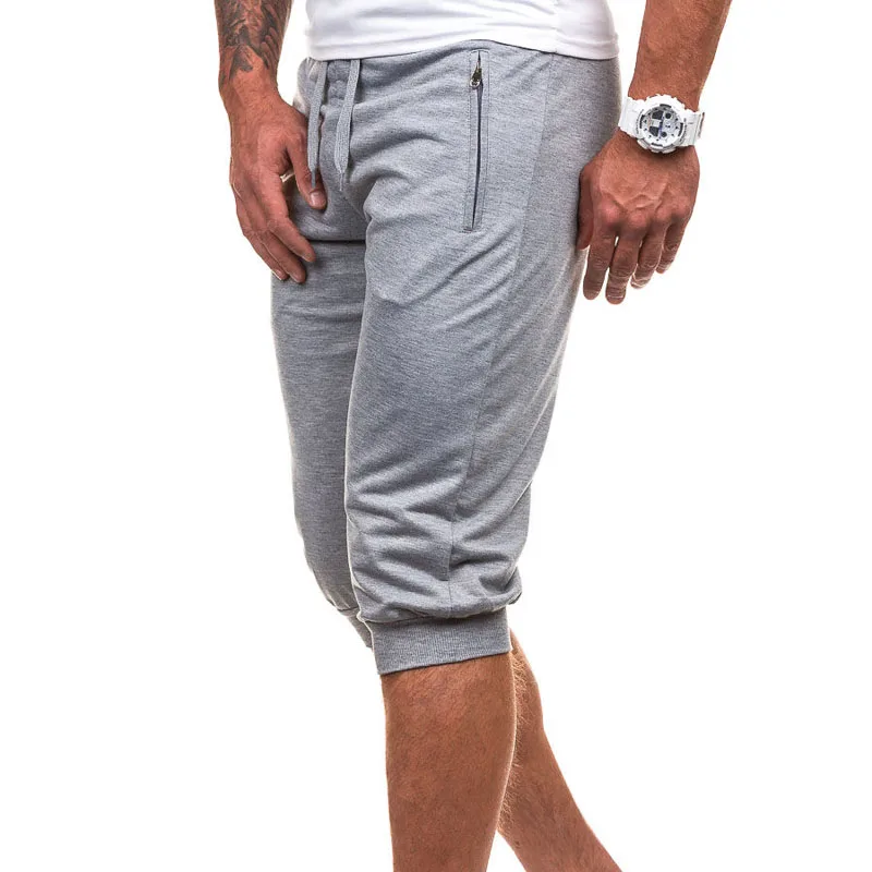 High quality 2019 Summer new men's Solid color close beam feet elastic Wait casual Joggers shorts men streetwear sweatpants