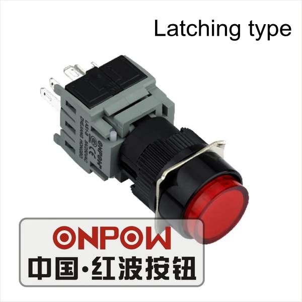 Green 16mm Momentary//Latching Plastic Light Pushbutton Switch 1NO 1NC//2NO 2NC