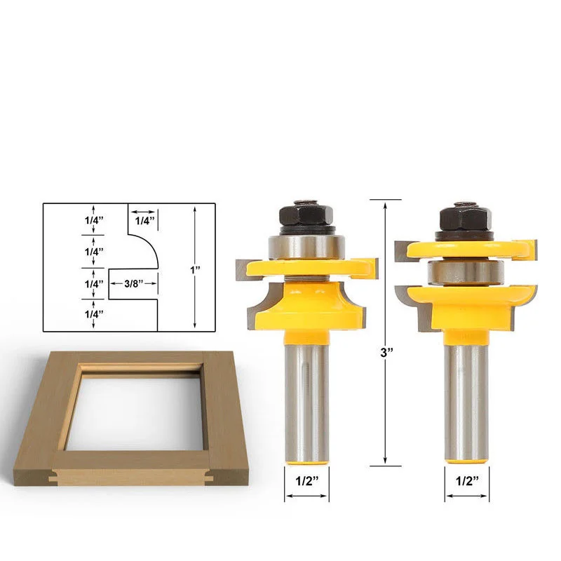 1/" хвостовик 2 шт Дверная панель для шкафа Шипованная фреза направляющая для шкафа& Stile набор панели рейзер фреза для рама двери шкафа - Длина режущей кромки: 29 мм