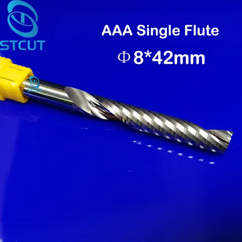Conjunto de Fresas de Topo Ferramentas de Acrílico Tungsten Carbide Único Flauta Fresa 8mm Moinho Cnc Madeira Router Bits 2 pc 8*42mm