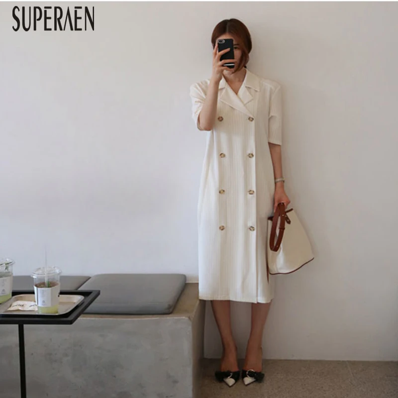 

SuperAen Striped Dress Women Summer 2019 New Short Sleeve Ladies Dress Temperament Wild Korean Style Women Clothing