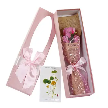 

Romantic Beautiful New Artificial Bouquet Creative 3 Soap Flowers Decor Bouquet Faux Flower For Wedding Valentines Day