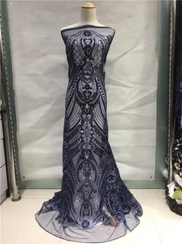 

2017 High Quality African Lace Fabric Gold , Red French Net Embroidery Sequins Tulle Lace Fabric For Nigerian party Dress green