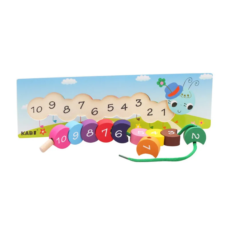 

BOHS Caterpillar Lacing Bead Board - Color & Number Match-Wooden Toddler Fine Motor Skills Toys