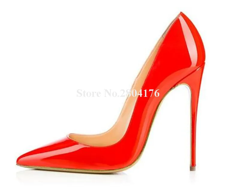 

Women Classical Style Pointed Toe Patent Leather Stiletto Heel Pumps 10cm 12cm Super High Heels Red Yellow Black Blue Dress Shoe