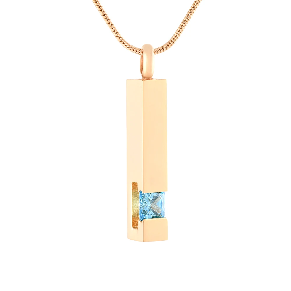 

Stainless Steel Inlay Colorful Crystal Bar Memorial Necklace Cremation Pendant Ashes Urn Keepsake Women Jewelry & Free Engraved