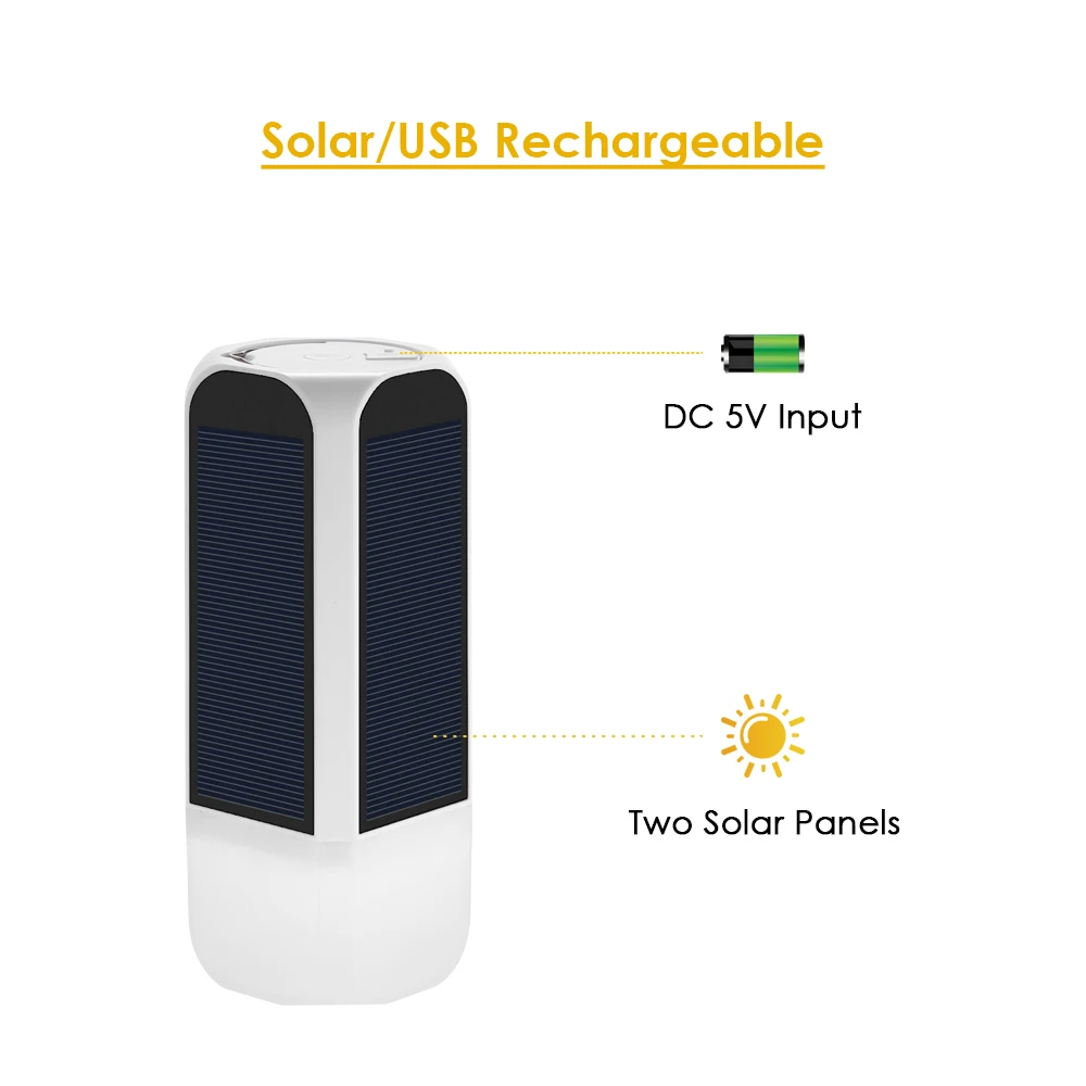 2 в 1 Солнечный светодиодный фонарь светильник USB Перезаряжаемый 3-светильник ing режимы наружный кемпинговый светильник аварийный светильник с 2 USB кабелями