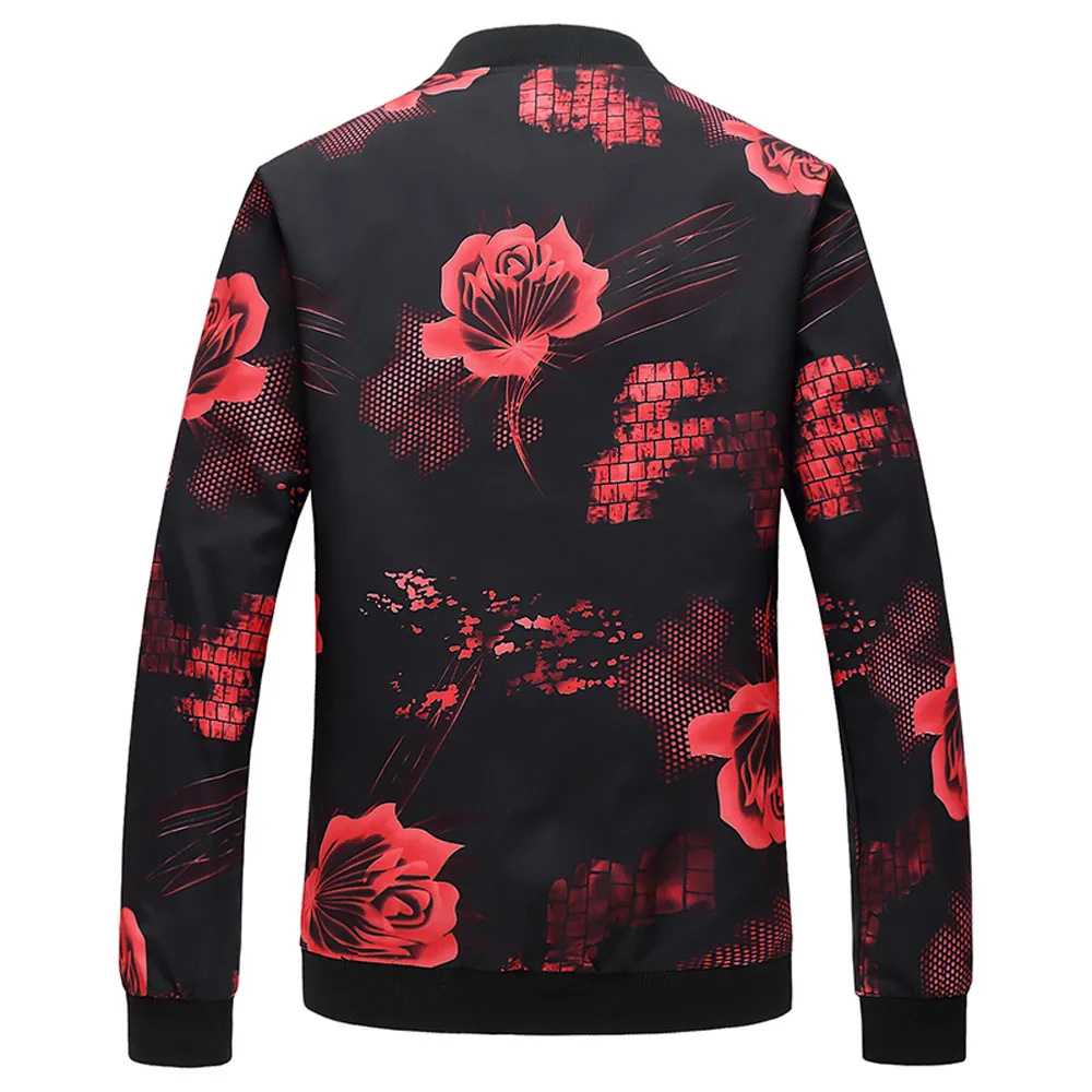 JAYCOSIN Новая мужская осенне-зимняя рубашка с принтом красной розы мужская куртка-бомбер Толстая бейсбольная куртка супер размера Повседневная