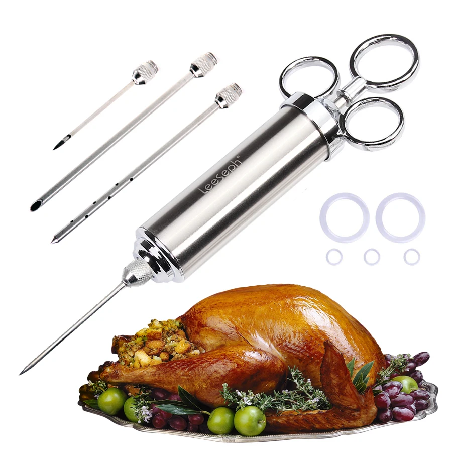 Meat Injector, Food Grade 18/10(304) Stainless Steel Meat Injector Pump