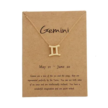 

Pendant Necklaces Gemini Taurus Necklace Birthday Gifts Message Card for Women Girl