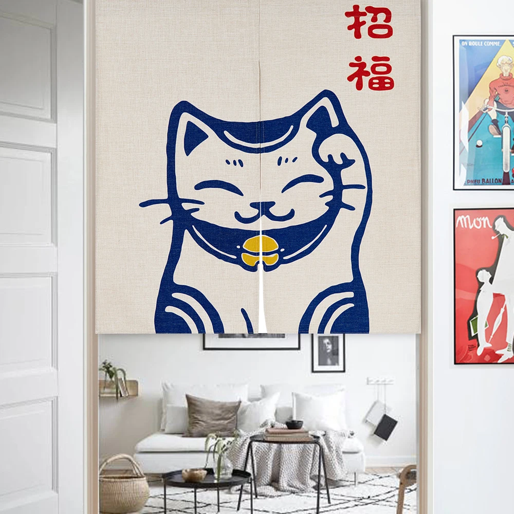 Japanese Ukiyoe Noren Doorway Curtain Tapestry Cotton Linen Door