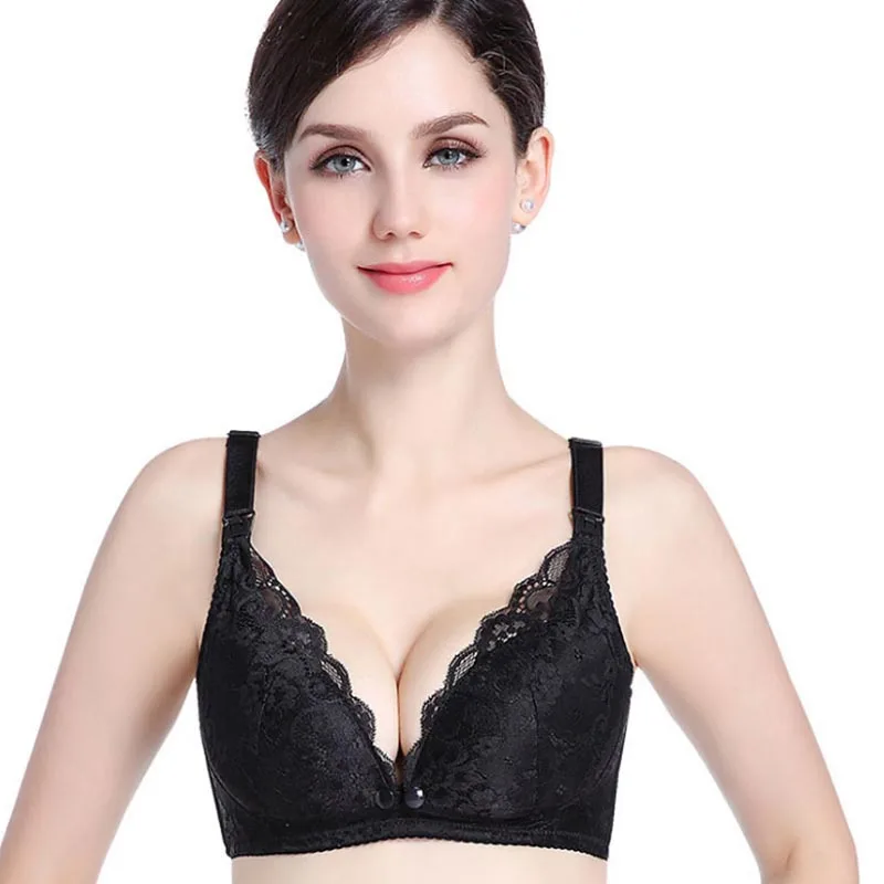Lace Maternity Nursing Bra Feeding Clothes Open Cup Nursing Bra Plus Size bra Tops Breastfeeding Front 2 buttons Pregnancy