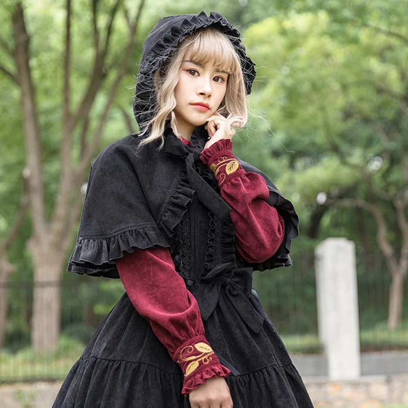 Fashion Autumn Winter Original New Women Cute lolita Dress Cloak Cardigan Girl Little Red Riding Hood Sunscreen Cape Shawl Shirt