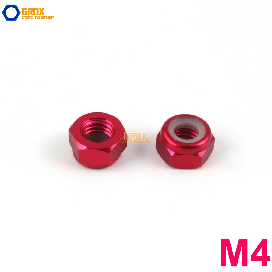 

20 Pieces M4 Wine Hex Nylon Lock Nut Aluminum