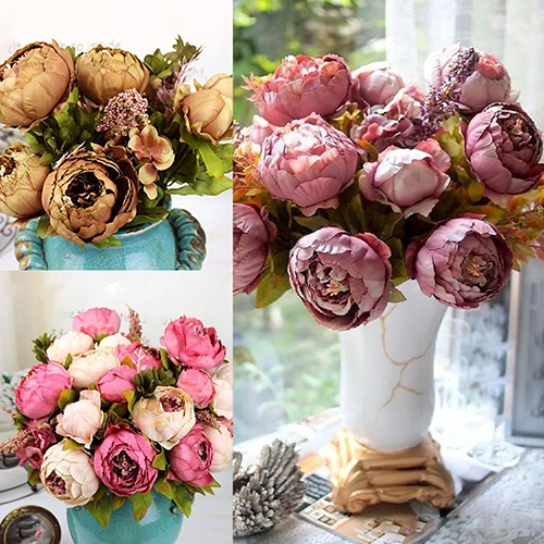 1 ramo 8 cabezas artificiales peonía casa boda Faux seda simulación flores 1 ramo 8 cabezas artificiales peonía casa boda Faux seda simulación flores