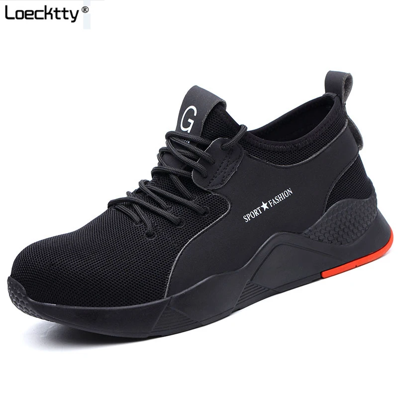 

Loecktty Men's Steel Toe Work Safety Shoes Casual Breathable Sneakers Puncture Proof Boots Comfortable Industrial Shoes for Men