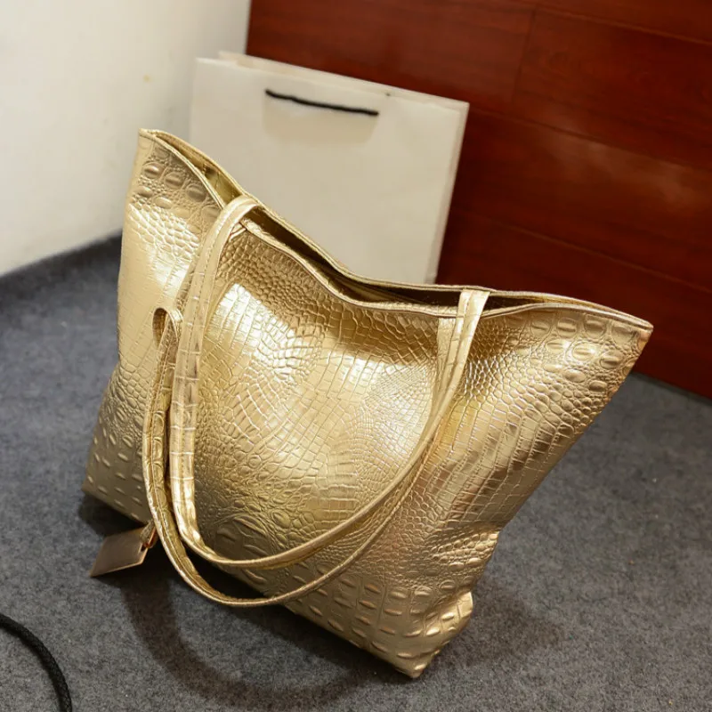 wristlet beads Brand Fashion Casual Women Shoulder Bags Silver Gold Black Crocodile Handbag PU Leather Female Big Tote Bag Ladies Hand Bags Sac small crossbody bag