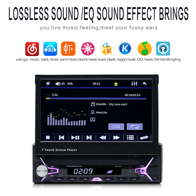 

2018 Auto Reversing Rear View Bluetooth MP3 Card Radio Instead of Car CD Player 7 Inch Single Car MP5 High Definition DVD Player