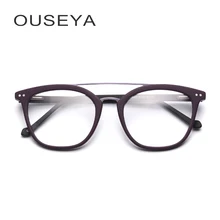 Ацетатные очки для женщин с плоским верхом и заклепками, Модные прозрачные негабаритные винтажные очки для близорукости, Ретро прозрачные очки для женщин# L3603