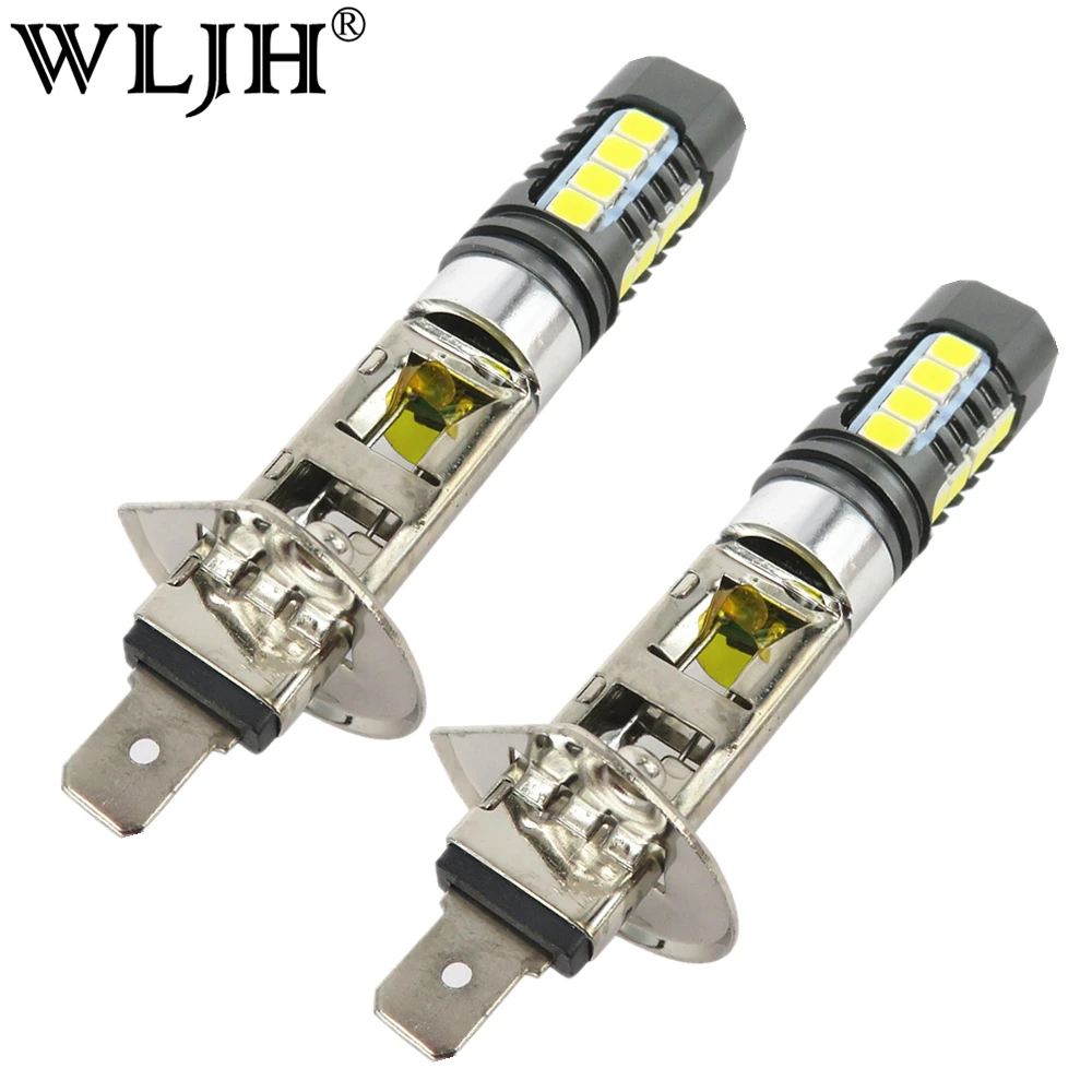 

WLJH 2x 6000K White H1 Led Light 3030SMD & 2835 Chip Automobile Car Light External Fog Driving Lamp Daytime Running Bulb 10V-30V
