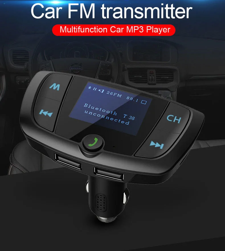 JINSERTA Bluetooth 5,0 автомобильный комплект громкой связи беспроводной fm-передатчик двойной USB зарядное устройство lcd TF карта Автомобильный MP3 музыкальный плеер
