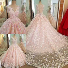 Vestido De Novia 2017 See Through Sleeveless Lace Elegant Wedding Dress Pink Vintage Bridal Gown Custom Made Robe De Mariage
