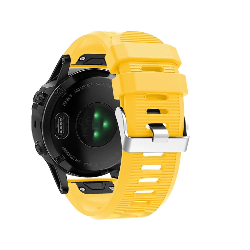 26 мм Quick Release ремешок для смарт-часов Garmin Fenix 5X/3/3HR Band спортивный силиконовый ремешок отлично подходит для Garmin D2 Bravo часы в авиационном стиле gps - Цвет: Цвет: желтый