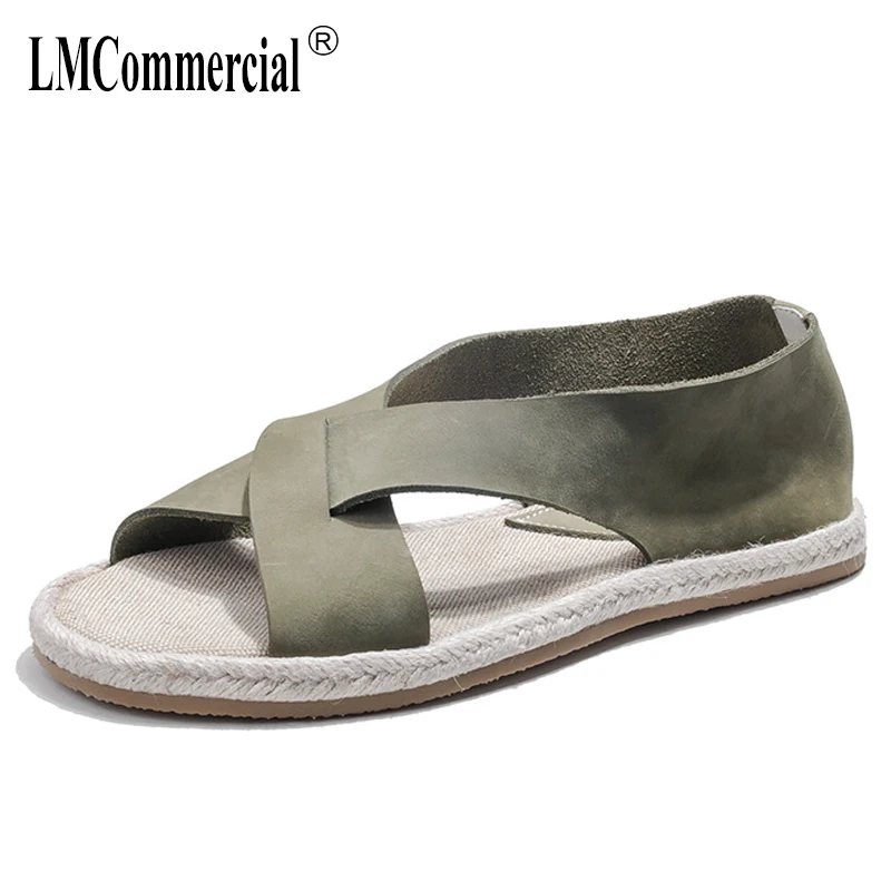 

summer men's Genuine Leather sandals Sneakers Men Slippers Flip Flops casual Shoes beach outdoor anti-skid all-match cowhide
