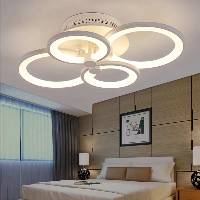 

Dimmable+Remote control Modern LED ring Lamp ceiling chandelier for kitchen living room study room bedroom geometry fixtures
