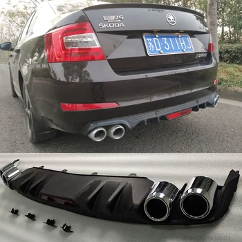 

Car Styling For Skoda Octavia 2014 to 2017 Rear Diffuser Protector High Quality ABS Black Rear Bumper Lip Trunk Spoiler
