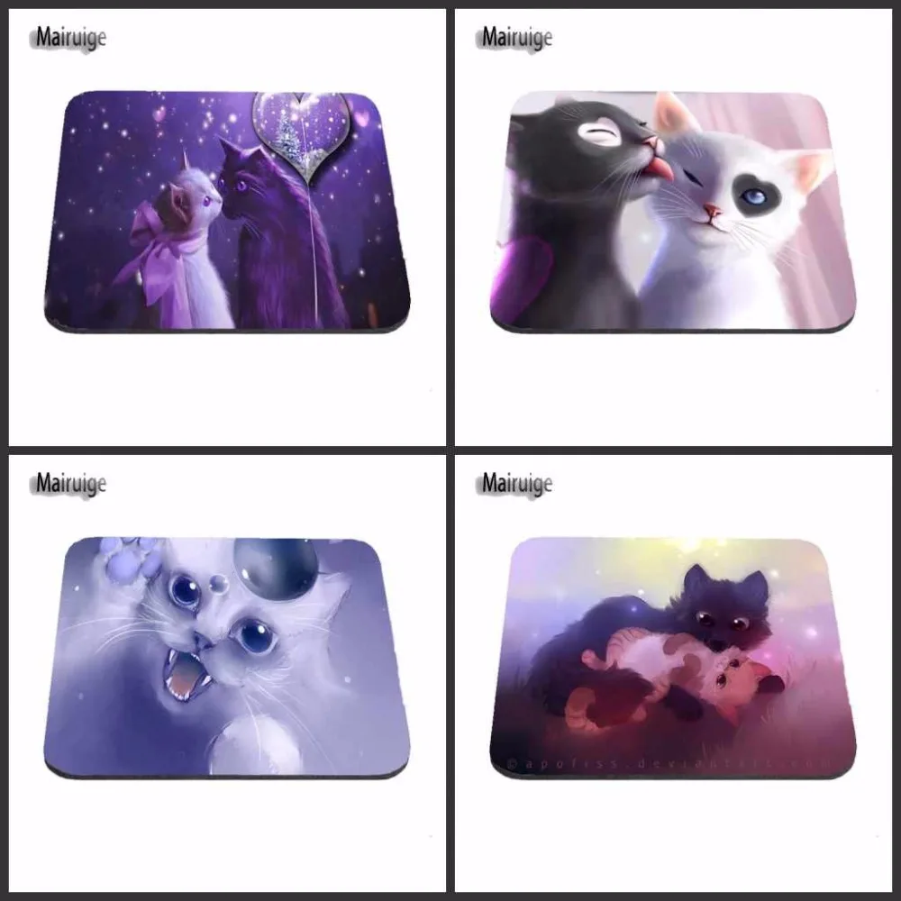 

Mairuige Popular Fashion Cute Kitty Loves Fish Cool Dest Computer Gaming Cat Mouse Pad for Size 18x22cm and 25x29cm And 25*20cm