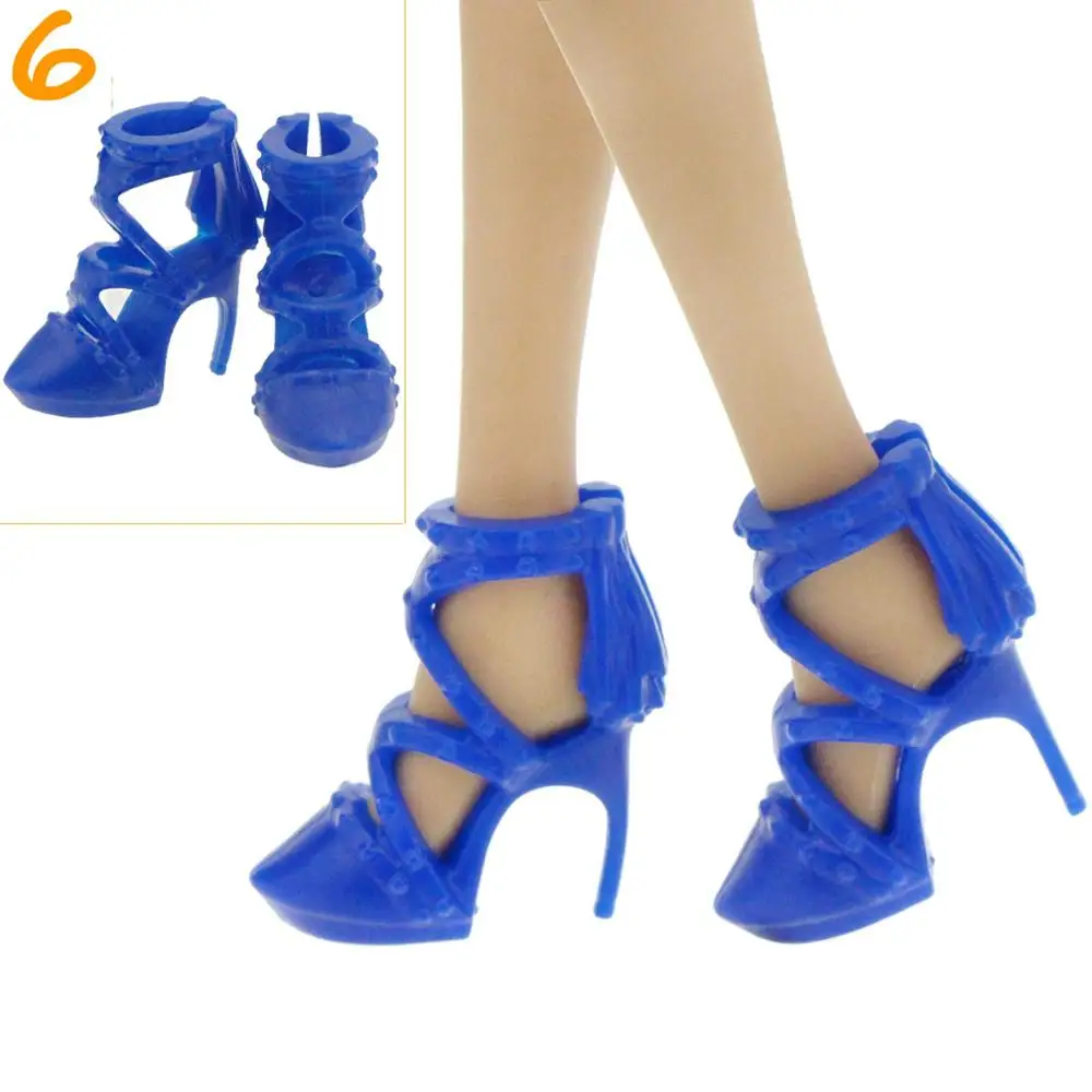 Высокое качество; 1 пара; женская обувь; модные летние босоножки на высоком каблуке; обувь для вечеринки; аксессуары для куклы Барби - Цвет: 6