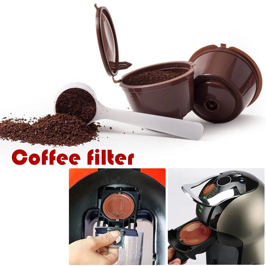Reusable coffee filter 1Pcs Plastic Refillable Compatible nespresso