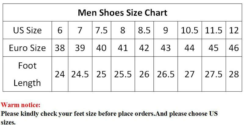 men size chart