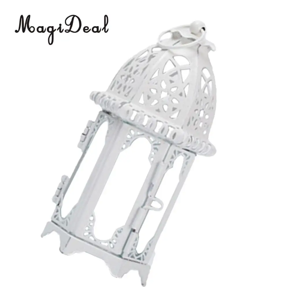 Wrought Iron Glass Wind Light Candle Holder Hanging Lantern Great for Patio Indoor outdoors Events Wedding Party