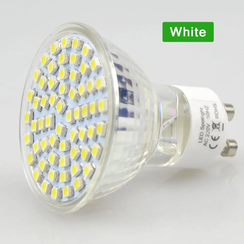 Светодиодный прожектор GU10 лампа 6 Вт AC 220 V термостойкого Стекло тела 3528 SMD 60 светодиодный s белый/теплый белый светильник со светодиодными лампами