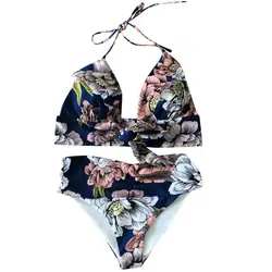 2019 женский купальник новый сексуальный модный горячий пуш-ап набор женский цветочный принт купальник из двух частей пляжный купальник 30