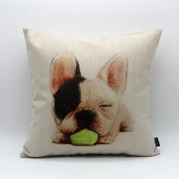 

LINKWELL 18x18" Fashion Cute Pet Small Sketch Dog with Baseball Burlap Cushion Cover Pillowcase for Kid Room Decoration