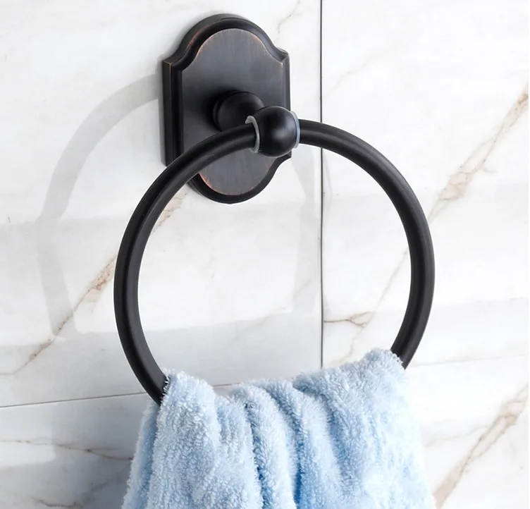 

Bathroom Accessories Europe Stainless Steel Black Finish Towel Ring Holder & Towel Bar /Wall Mounted Creative Design Brushed