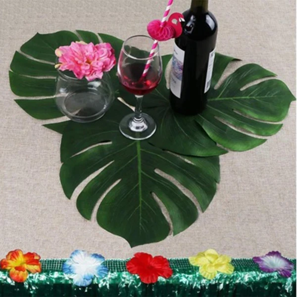 SDFC-12 шт. настольный флаг тропический пальмовый лист эмуляция лист Гавайи тематические вечерние украшения для дома и сада