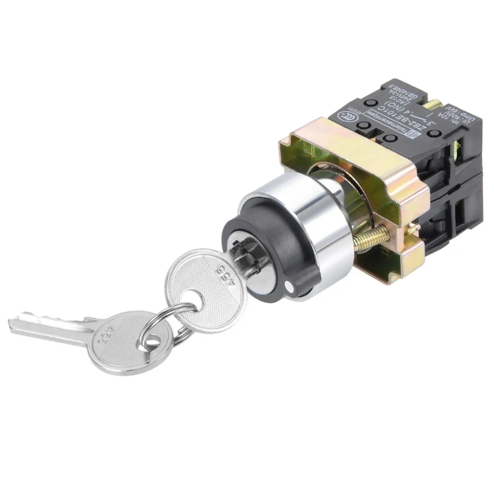 

Uxcell 22mm 3 Positions 1 PCS Switch Key Locking Push Button Switch DPST To Control The Electromagnetic Starter Contactor W Key