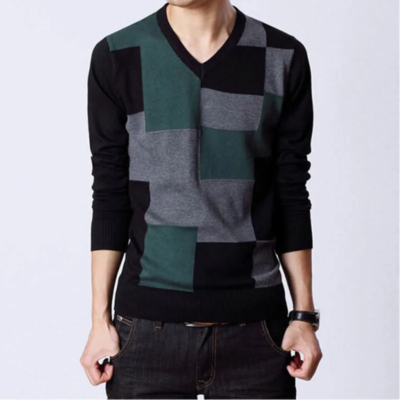 Мужские свитера продают как горячие торты на весну и осень наряд тонкая модель сетки v-образным вырезом свитер мужской
