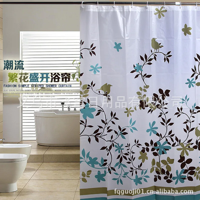 

Black White Tree Flower Thick Shower Curtain 180x180cm with hook