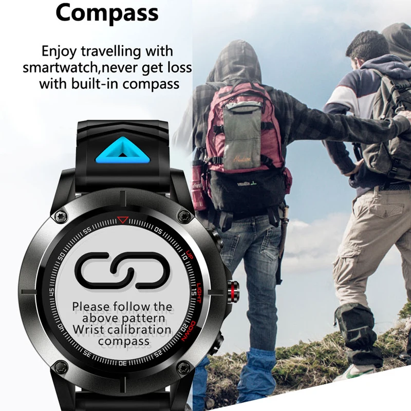 GPS Smart Watch Blood Pressure Oxygen Heart Rate Monitor Compass Sport Watch